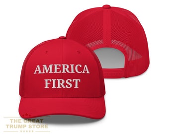 America First Hat Trump Trucker Cap Patriotic Hat Trump Embroidered Hat Trump 2024 Campaign MAGA Hat Trump USA Hat Snapback Hat Trump Rally