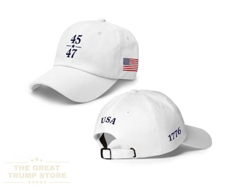 Trump 45 47 Hat, Trump 2024 Hat, Trump Hats for Men and Women, Trump Patriotic Hat, 1776 American Flag Baseball Hat, 45 47 Embroidered Hat