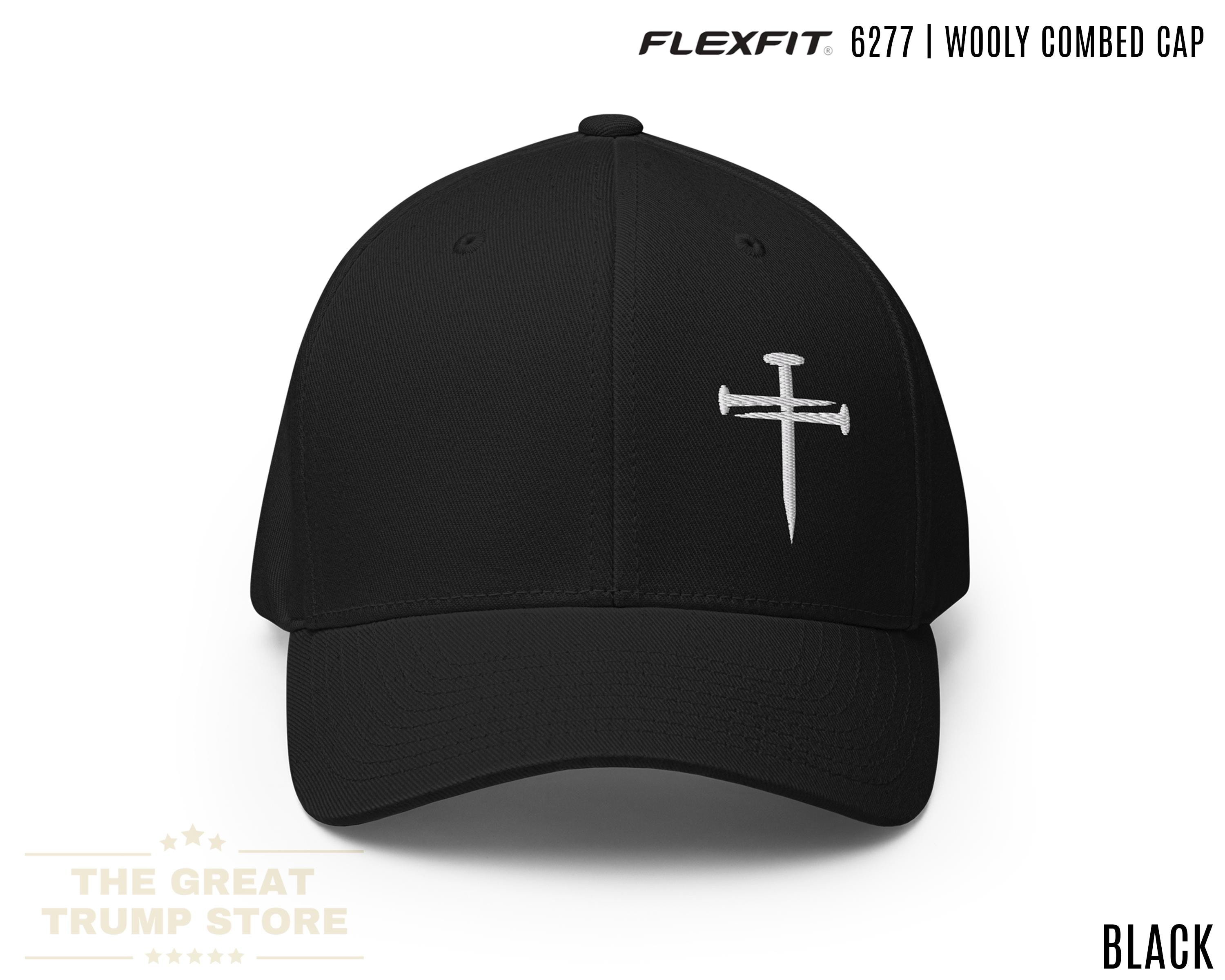 Nails Cross Hat Flex Fit Three Nails Baseball Hat Religious Christian Hats for Men Women, 3 Nails Flexfit Hat, Mens Fitted Hat, Embroidered