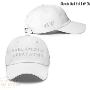 Weißer MAGA Hut 45 47 Trump Hat Low-Profile-Unstrukturierter Dad-Hut Machen Amerika wieder großartig USA-Flagge MAGA Hut für Frauen Männer, bestickt