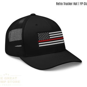 Firefighter Trucker Hat Firefighter Flag Hat American Trucker Snapback Womens Mens Hat Thin Red Line Flag Hat Fire Fighter Embroidered Hat