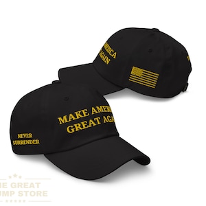Gorra MAGA negra y dorada Gorra MAGA oscura Trump dorada bordada Make America Great Again Gorra negra y amarilla Gorra de béisbol MAGA bordada en oro