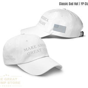 MAGA Hat White Trump Flag Hat, Make America Great Again Embroidered Hat, Men Women MAGA Hat, White Embroidery, Trump MAGA Baseball Hat
