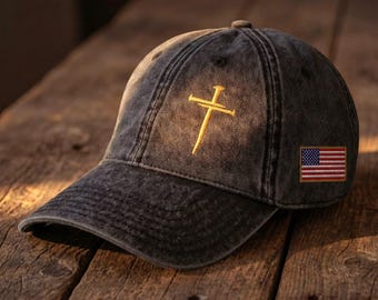Christian Cross Hat for Men Women | 3 Nail Cross Vintage Dad Cap | Faith Embroidered Baseball Hat