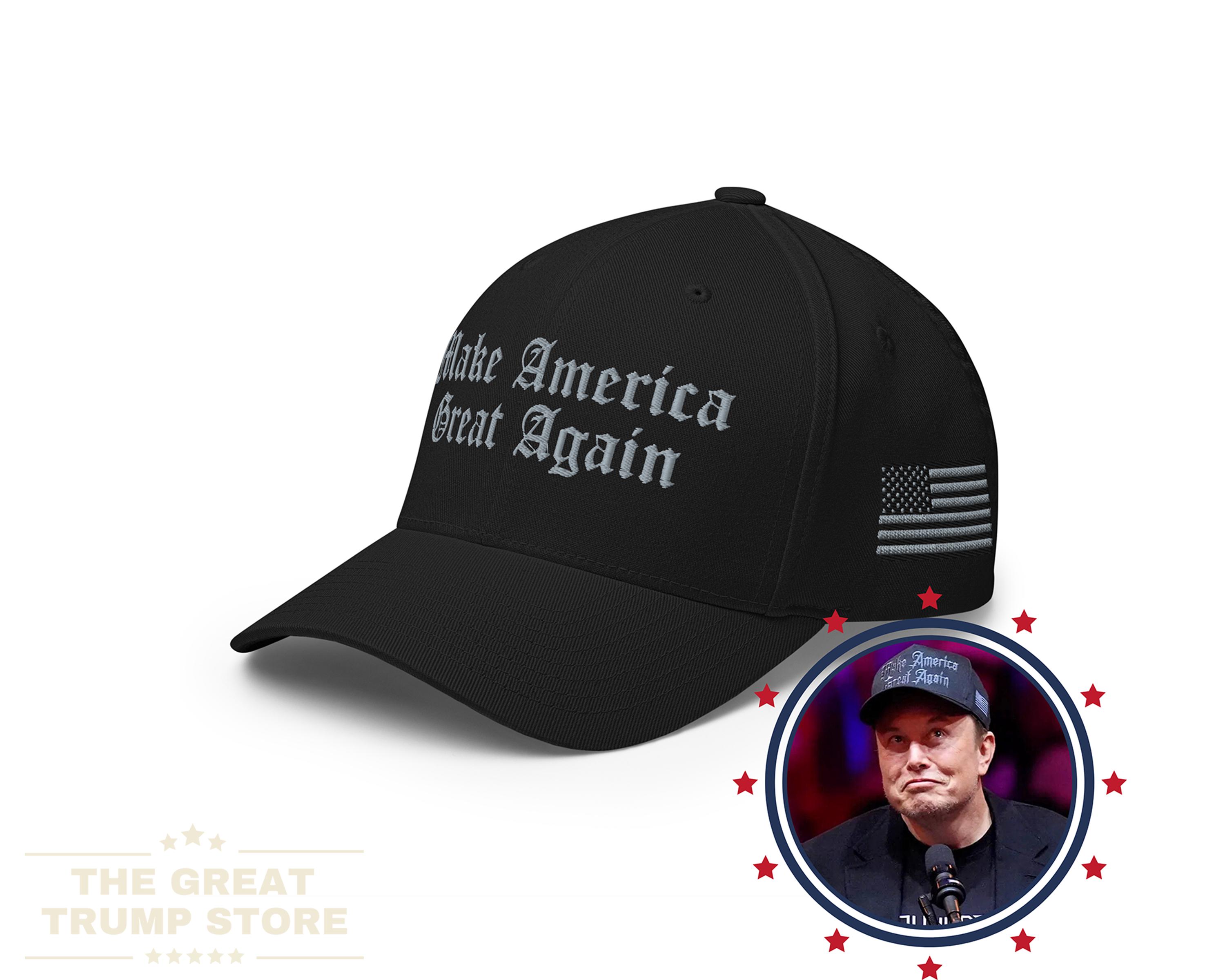 Gothic Dark MAGA Hat Flex Fit Black Trump Cap, Make America