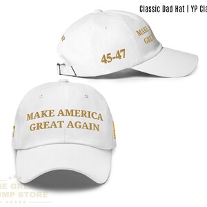MAGA Hat Weißgold Trump Hut für Damen Herren MAGA Baseballmütze Trump 45 47 MAGA Hat, Goldenes Zeitalter von Amerika, unstrukturierte Low-Profile-Cap