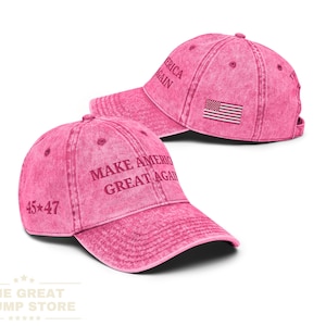 MAGA ハット ピンク トランプ 45 47 ハット レディース トランプハット ピンク アメリカを再び偉大に ハット レディース トランプハット かわいい MAGA 刺繍入り帽子 アメリカ国旗