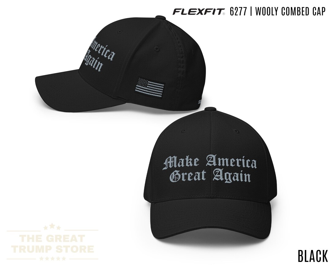Gothic MAGA Hat Black Trump 45 47 Flex Fit Cap Make America