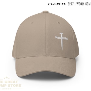 3 Nails Cross Hat Flex Fit Three Nails Christian Hat for Men Women Religious Baseball Cap, Embroidered, Cross Fitted Hat Gift for Him Her