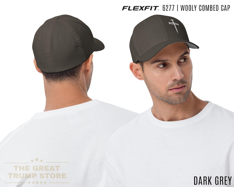 Experience this Flexfit cap featuring an intricately embroidered three nails cross. This nail cross hat is a dynamic cross baseball cap and religious baseball hat, crafted as a three nails hat ideal for Christian hats and Christian hats for men. It is also referred to as a cross hat, cross hats men, 3 nails flexfit hat, Christian cross cap, nail and cross hat, baseball hat embroidered cross, gray hat with cross, mens fitted christian hat, rusty nails cross cap, 3 cross hat, and three nails hats.