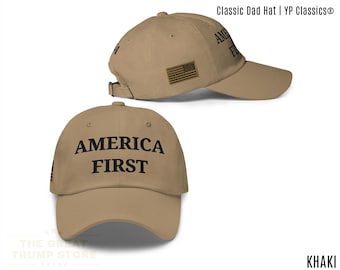 America First Hat, Tactical Flag, MAGA Gifts for Men Women, Adjustable Relaxed Fit
