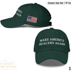 Make America Healthy Again Hat Green MAHA American Flag Hat Trump Kennedy Merch RFK Jr MAHA Hat, Embroidered maha Dad Hat