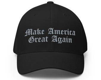 Gothic Dark MAGA Hat Flex Fit Black Trump Cap, Make America