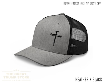 3 Nails Cross Trucker Hat, Christian Hats for Men Women, Faith Mesh Snapback Embroidered, Jesus Cross Hat, Religious Gift Christian