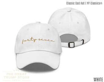 Gorra de béisbol Trump 47 con bordado dorado de Forty Seven Hat para mujer, gorra de perfil bajo, regalo patriótico MAGA para ella, gorra Pro Trump