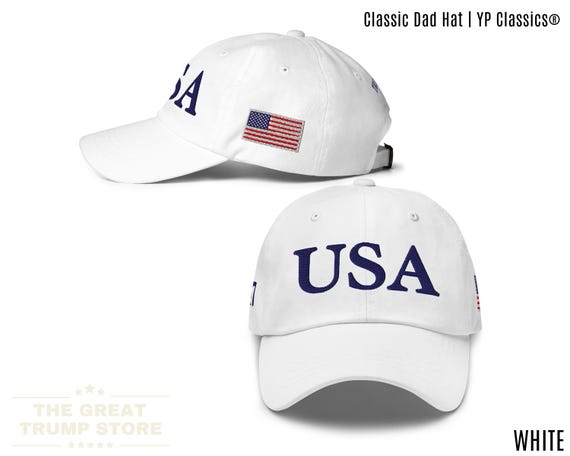 USA Hat, Low Profile Adjustable, Patriotic Baseball Cap, Conservative Gifts for Men Women, Embroidered