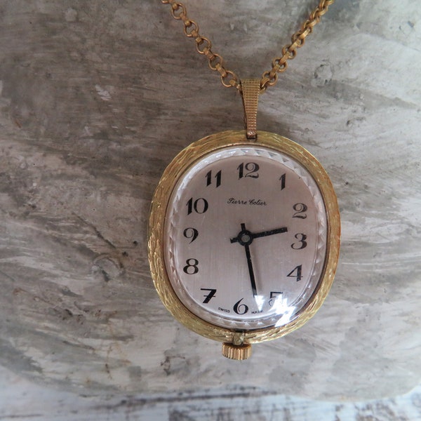 Uhr Vintage Kettenuhr Pierre Colier Swiss made Uhr Handaufzug Uhr mit Kette Schmuck vintage
