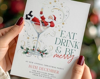 Eat Drink and Be Merry Nikolaus Martini Christmas Party Einladung