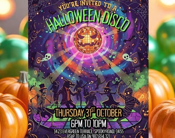 Editable Halloween Disco Party Invitation Template