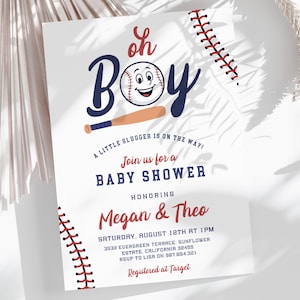 Editable Baseball Baby Shower Invitation Sports Baby Shower Invitation Baseball Little Slugger On The Way Baby Shower Instant Download
