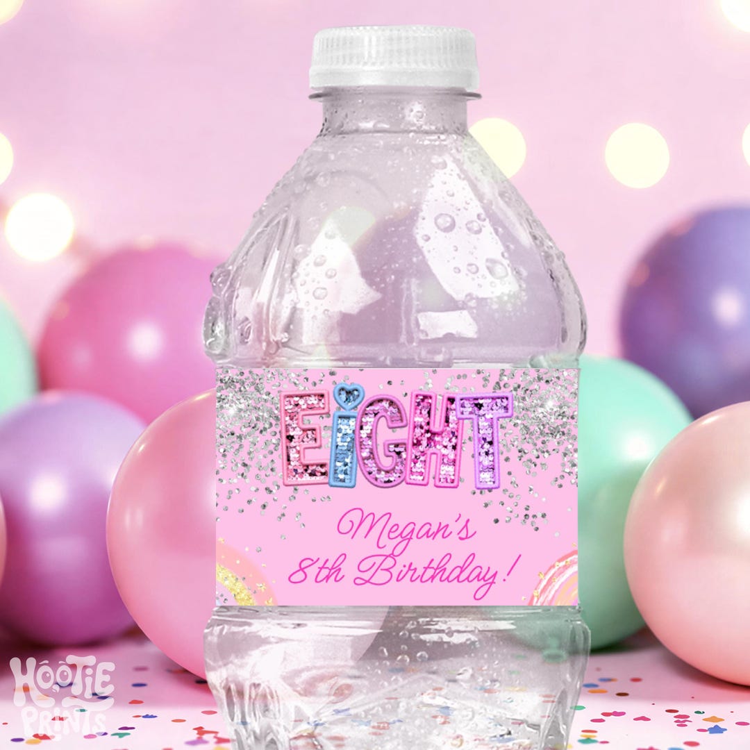 8th Birthday Invitation Girl Editable Rainbow Sequin Glitter Invite ...