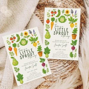 Editable Little Sprout Baby Shower Invitation Farmers Market Locally Grown Baby Shower Digital Download Evite Template Printable
