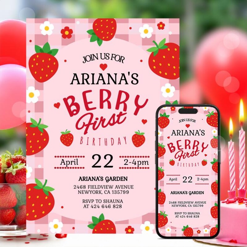 Berry First Birthday Invitation - Etsy