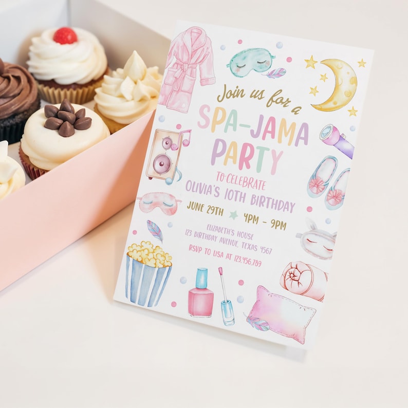 Editable Spa Jama Party Birthday Invitation Sleepover Birthday Invite Pink Girl Spa Tween Teen Digital Download Printable Template image 6