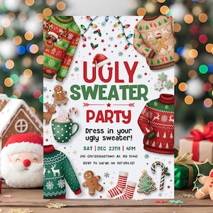 christmas party best dressed and ugly sweater invite Ugly Christmas Sweater Party Invitation
