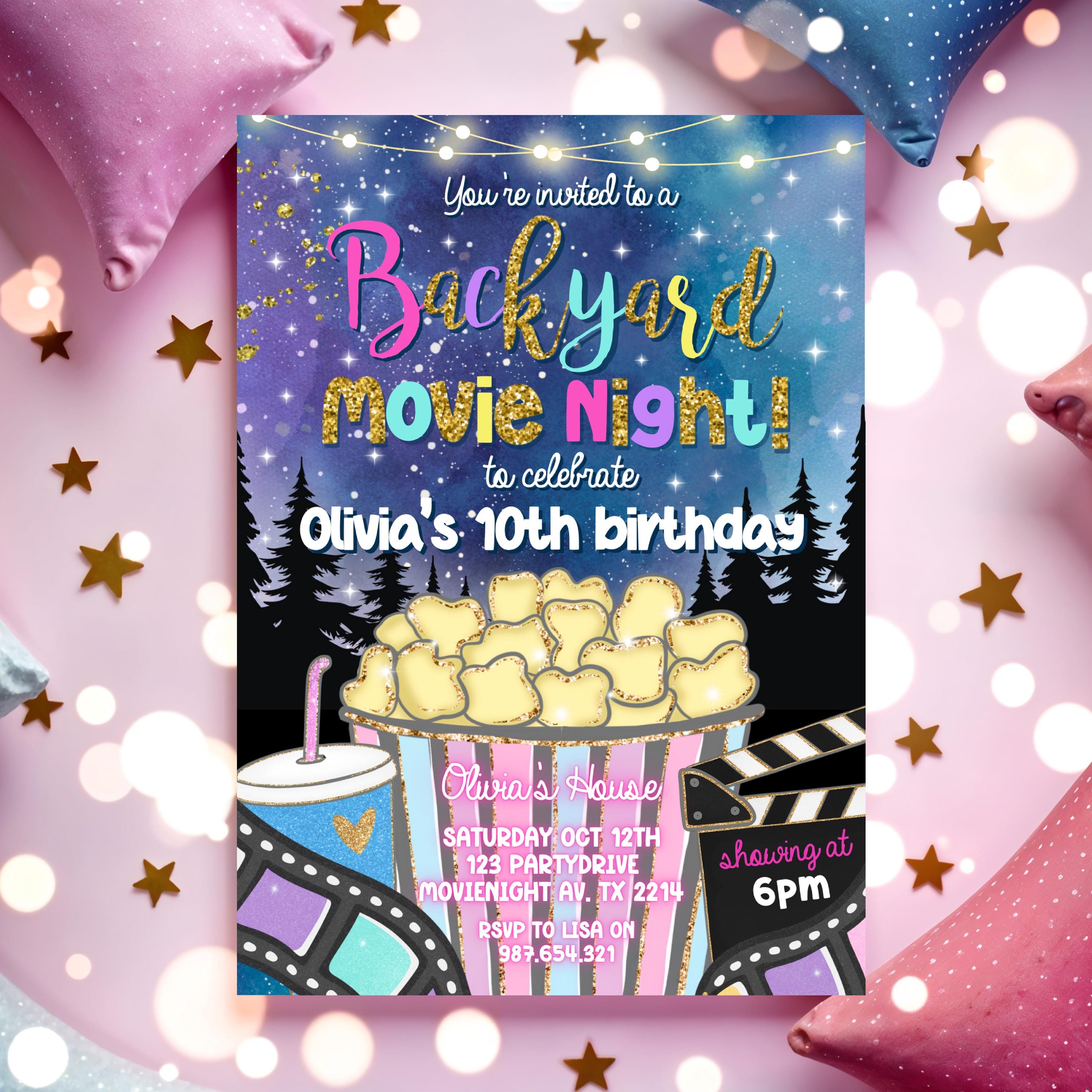 Backyard Movie Night Birthday Invitation for Kids - Etsy