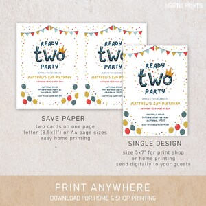 Ready Two Party Invitation, Boy 2nd Birthday Party Invitation