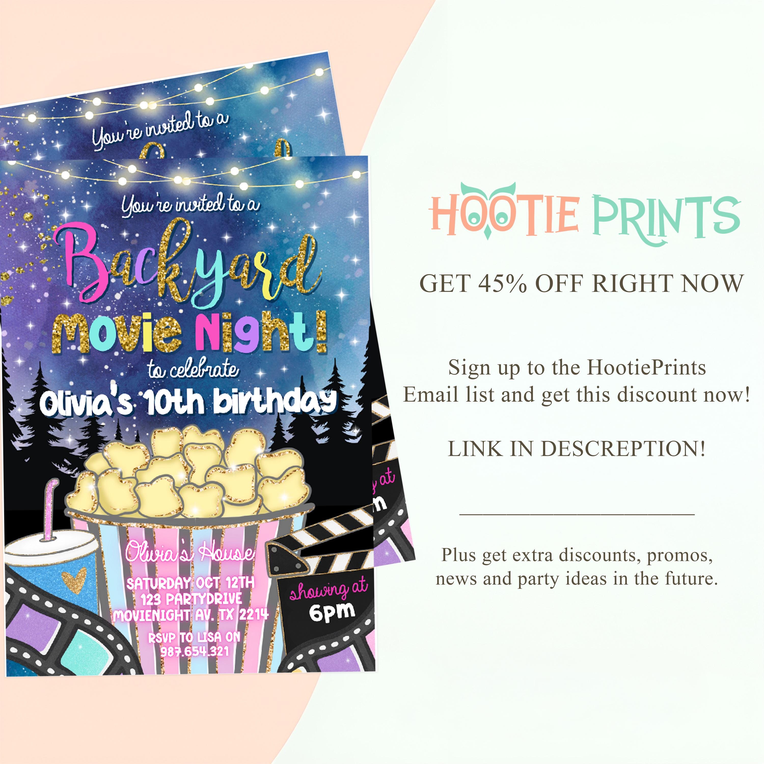 Backyard Movie Night Birthday Invitation for Kids - Etsy