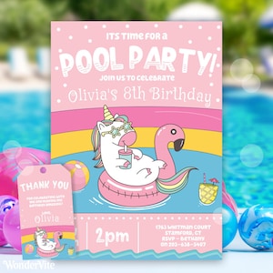 Pool Party Invitation Unicorn Pool Party Invitation Unicorn Pool Float Splish Splash Pool Party Bash Instant Download Editable