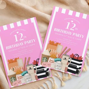 VSCO, Girl, Double Digits, 10 years old, Girl party invite, Teen girl birthday invite, Teen party, Teen Birthday, Any Age, Editable, Pink