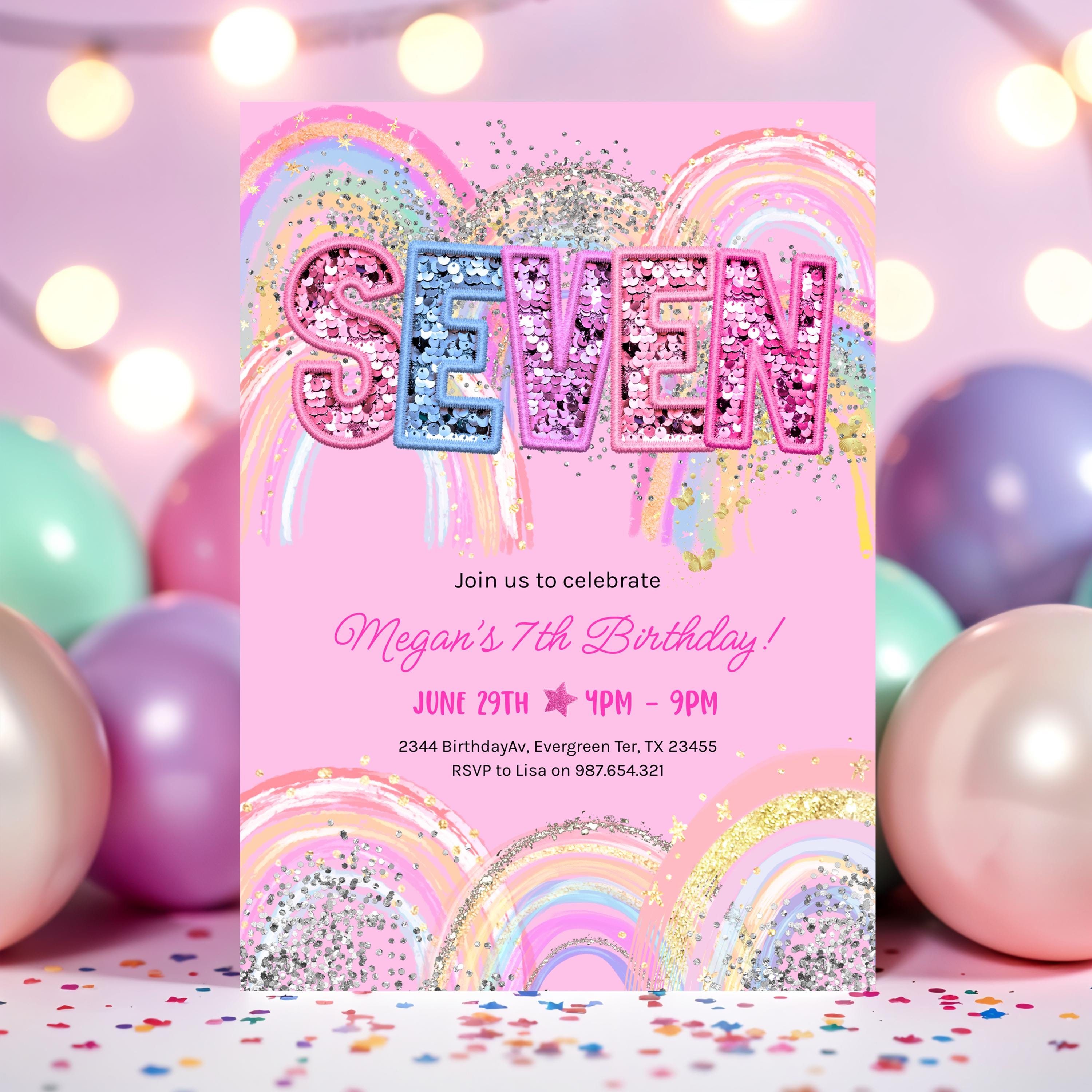 7th Birthday Card Printable UK
