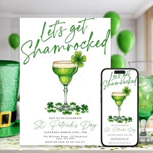 Invitation modifiable pour la fête de la Saint-Patrick, invitation à un dîner trèfle, invitation à la Saint-Patrick Invitation à la fête des filles trèfle instantanée
