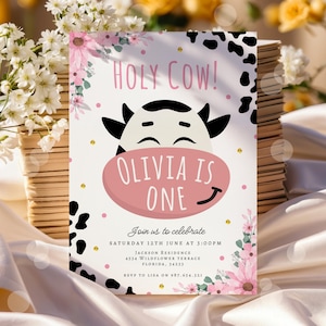 Editable Holy Cow Birthday Invitation Template, Holy Cow Birthday Invitation, Cowgirl Invitation, Holy Cow invitation