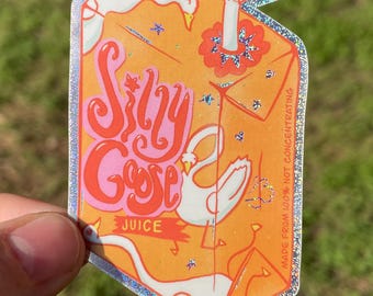 Silly Goose Juice - Waterproof Glitter Sticker