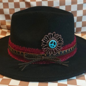 Peace Out Boho Western Felt Black Felt Cowgirl Hat