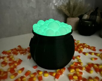 Cauldron Candy Dish | Glow in the Dark | Halloween Decor | Cauldron Bowl | Trick-or-Treat Bowl | Candy Bowl | Halloween Planter