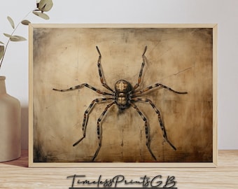 Vintage Spinne Kunstdruck: Rustikales Halloween Dekor (digitaler Download)