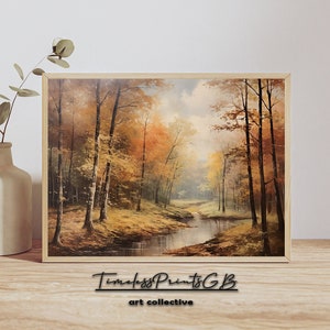 Vintage Herbst Wald Druck Wald Landschaft Ölgemälde Druckbare Herbst Wand Kunst Poster Wohnkultur Leinwand Kunst Wald Druck Landschaft Drucke