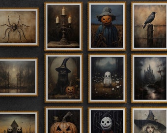 Vintage Halloween Gallery Wall Art Set: Spooky Home Decor (Digital Download)