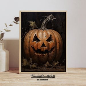 Halloween Pumpkin Wall Art Jack o Lantern Vintage Printable Halloween Pumpkin Painting Jack O Lantern Vintage Poster Wall Art Print