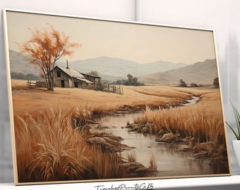 10x10 Jahre alte Bauernhaus Landschaftsbild 100% handgemaltes Original Bild (20x20cm)