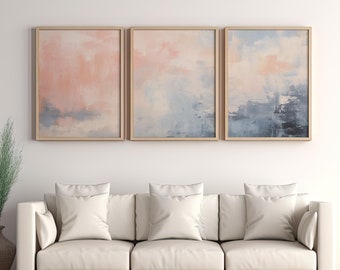 Abstract Light Pink Wall Art Prints: Modern Minimalist Decor (Digital Download)