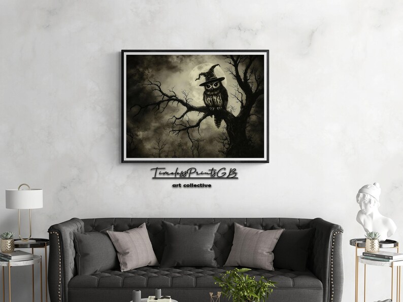 Vintage Halloween Owl Art: Spooky Home Decor (digital Download) - Etsy