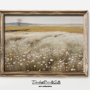 Spring Meadow Painting Vintage Landscape Wall Art Flower Field Poster Country Field Home Decor Digital Download Spring Decor