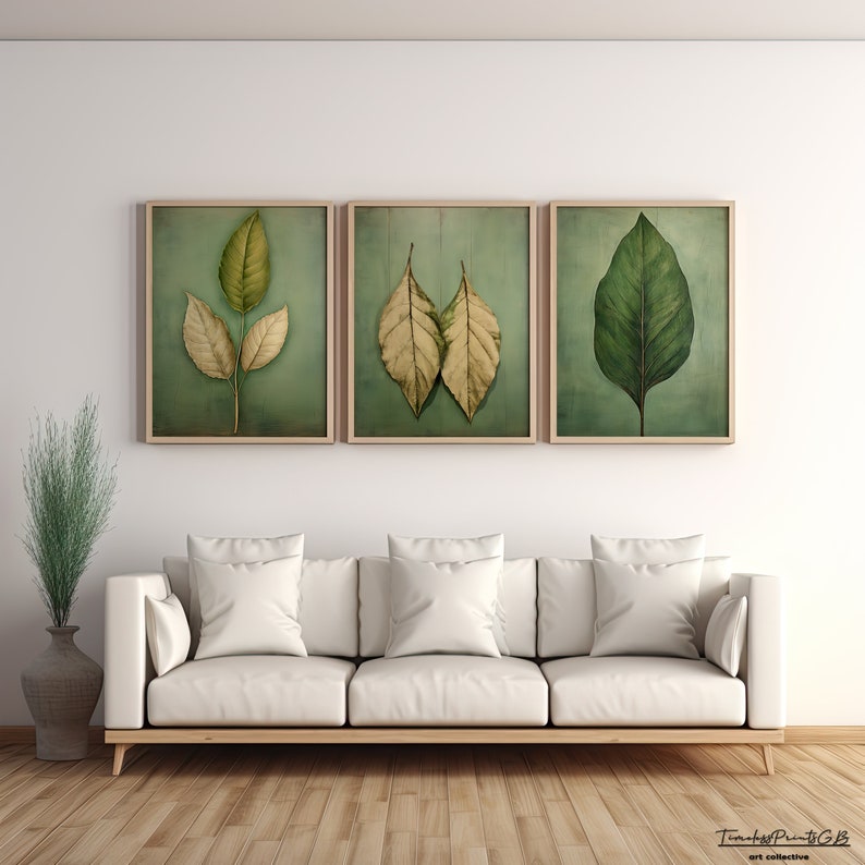 Set of 3 Leaf Wall Art Printable Set | Leaf Set Home Decor | Leaves ...