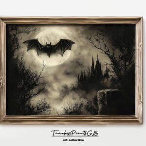 Lámina de murciélago vintage: Decoración de Halloween espeluznante (Descarga digital)